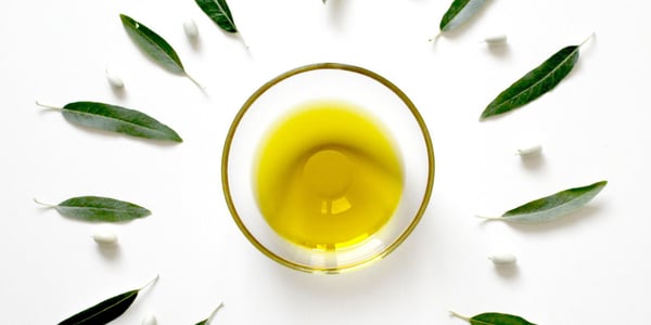 olive oil and olive oil leaves